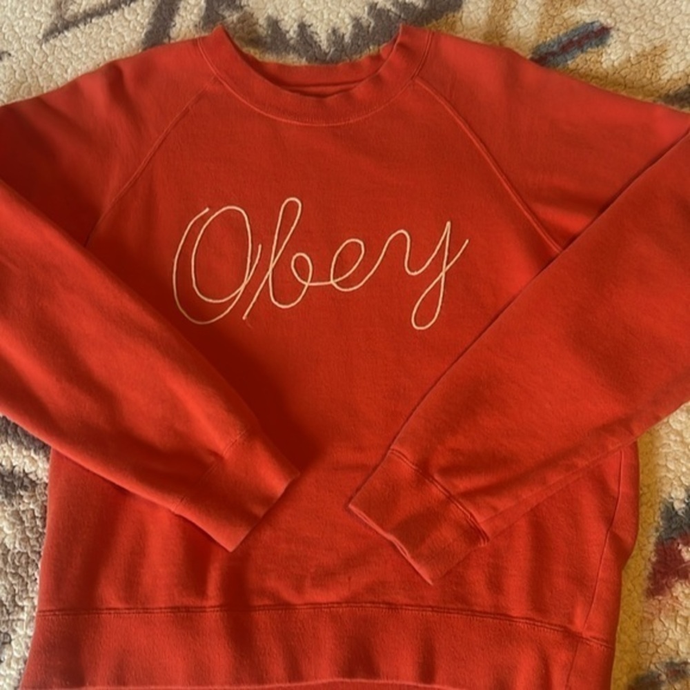 Obey Propaganda rust orange sweatshirt size Small